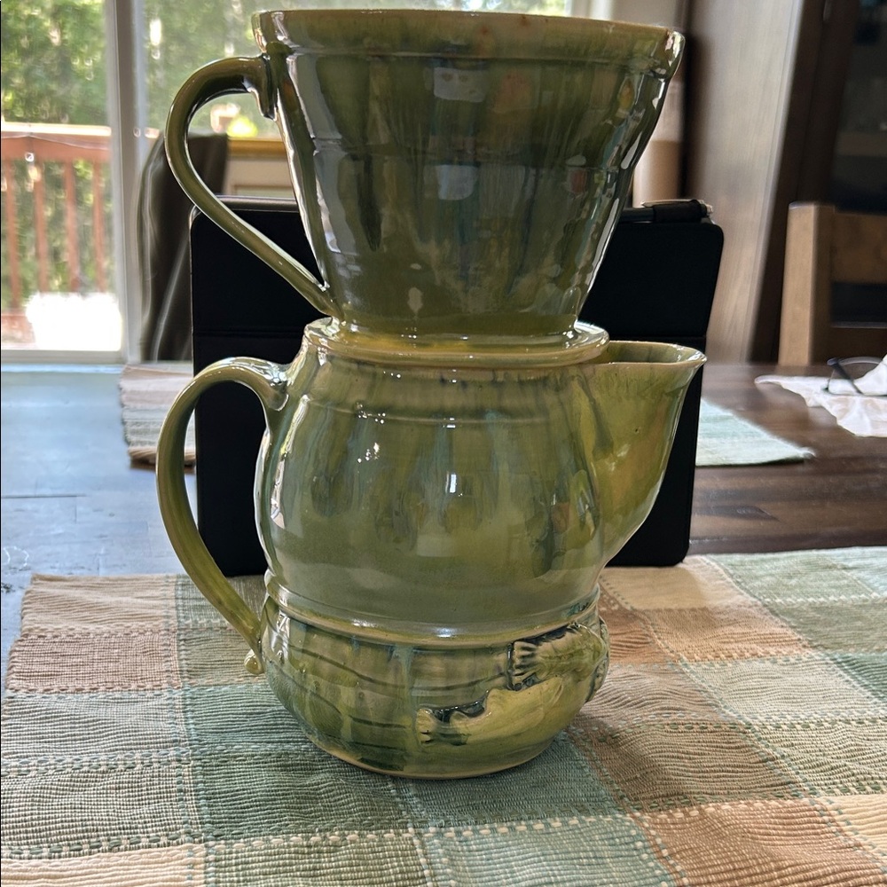 Handcrafted Green Ceramic Teapot